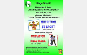 Stage   Nutrition et Sport  et / ou  Initiation au Krav Maga 