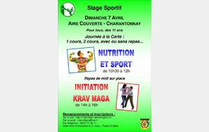 Stage  &quot;Nutrition et Sport&quot; et / ou &quot;Initiation au Krav Maga&quot;